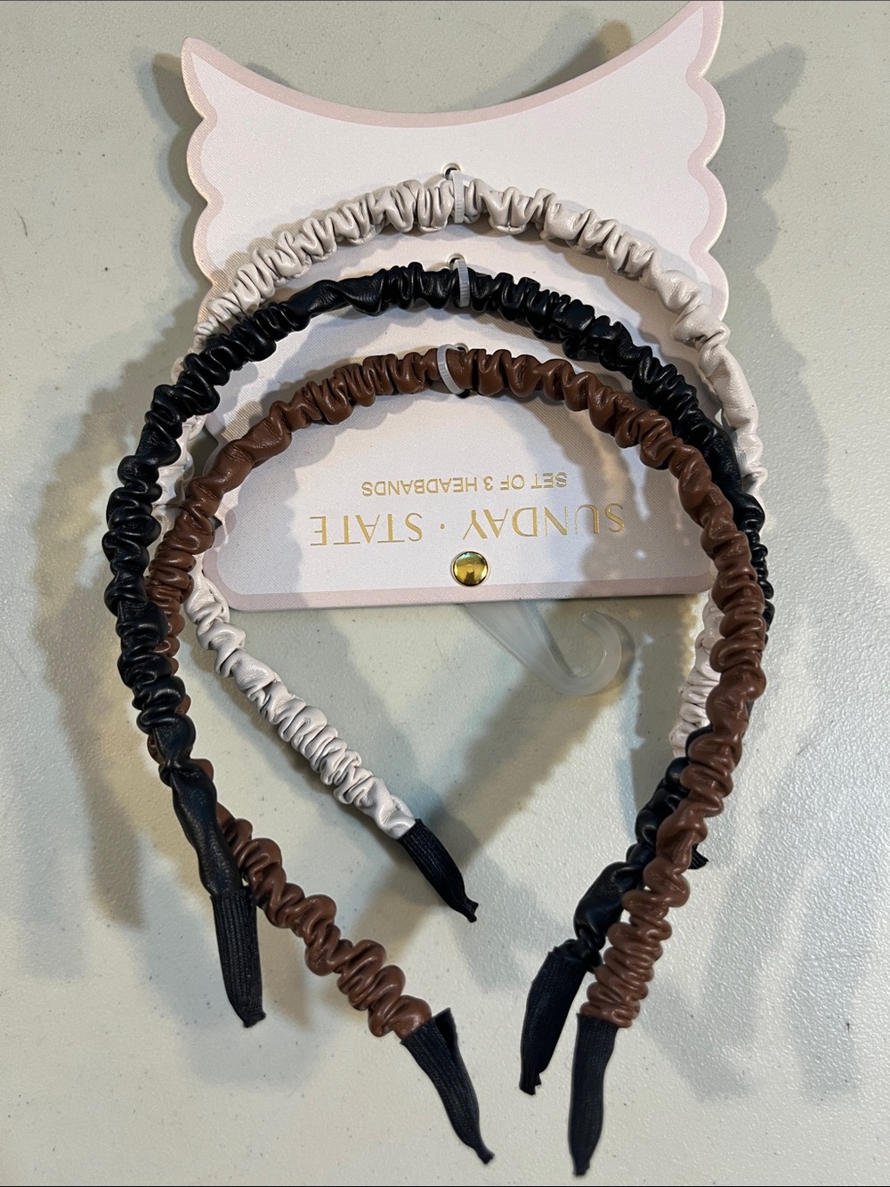 Women’s Ruched Headband Set - Black, Brown & Cream
